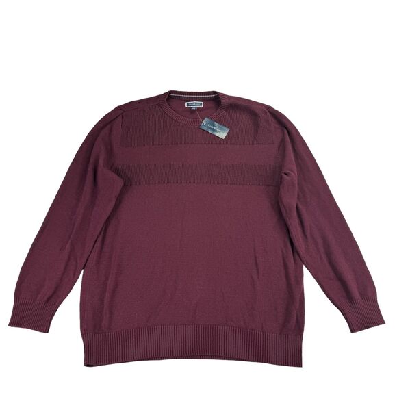 Club Room Mens Textured Cotton Crewneck Sweater Plum Red XL - Picture 1 of 4